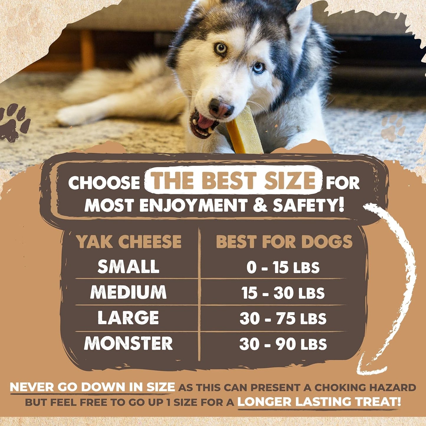 Mighty Paw Yak Cheese Dog Chews ?All-Natural Long Lasting Hard Chew for Aggressive Chewers ?High Protein, Odor-Free Dog Treat ?3 Ingredient Natural Yak Chews for Large Dogs ?(4 Pack)