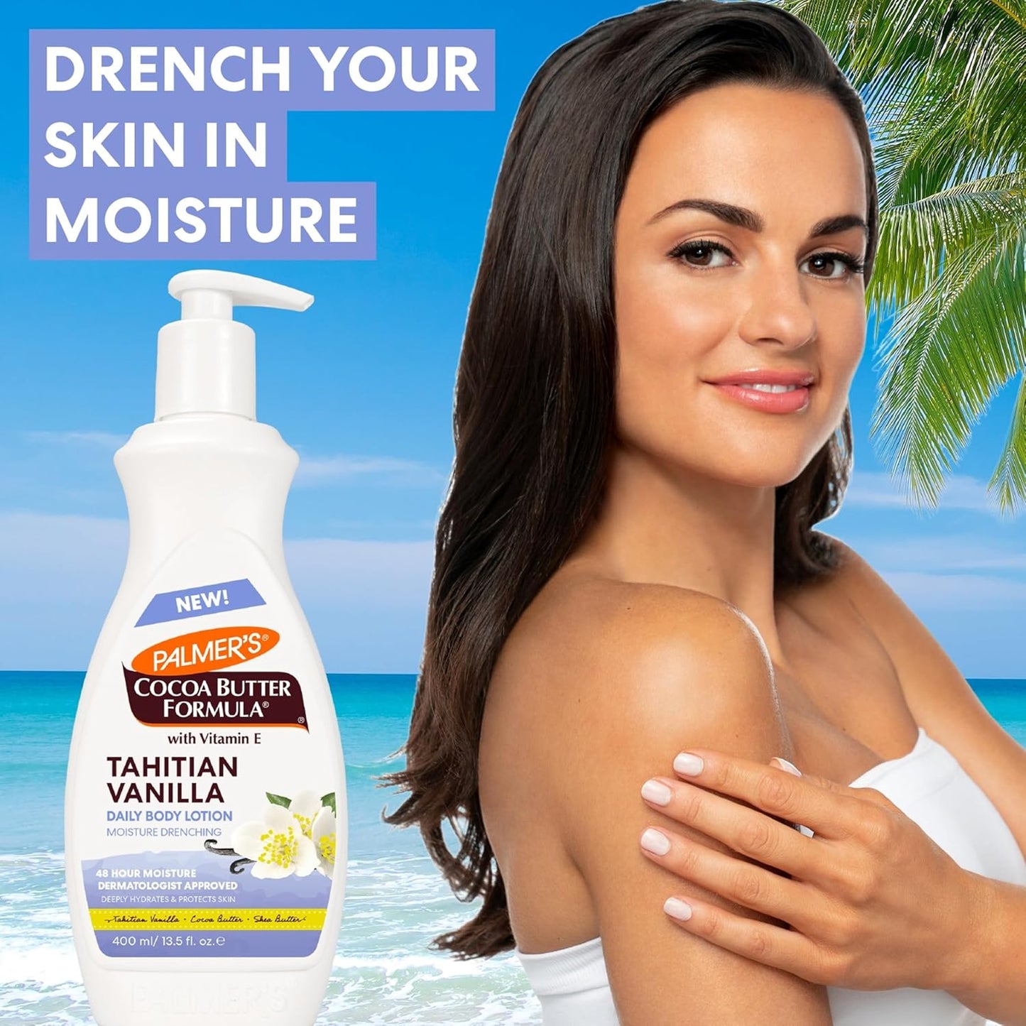 Palmer's Cocoa Butter Formula Tahitian Vanilla Body Lotion, 13.5 Oz, Daily Moisturizing Lotion for Dry Skin with Shea Butter & Vitamin E, Hydrates & Protects, Helps Provide 48-Hour Deep Moisture