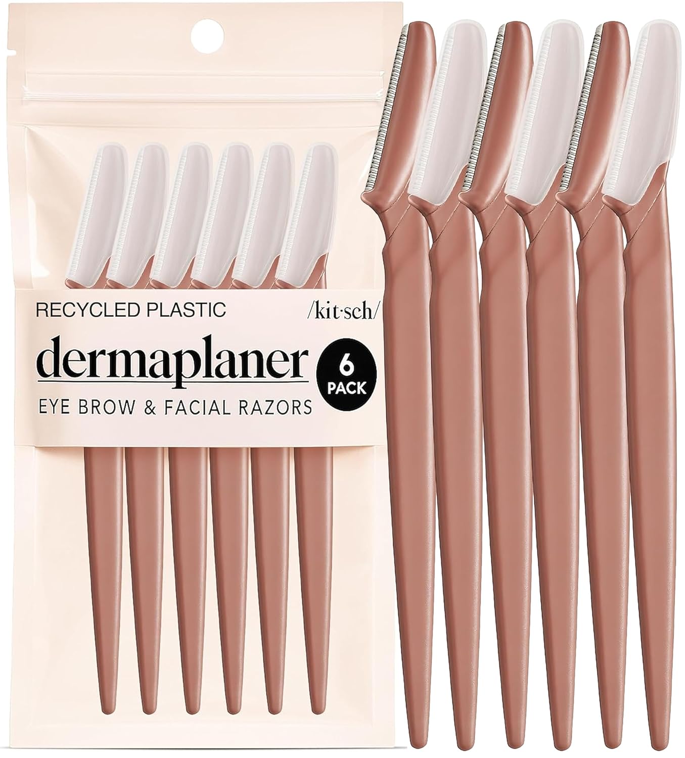 Kitsch Dermaplane Razor for Women Face ?Face Razors for Women & Men, Eye Brow Razors & Face Shaver ?Exfoliating Facial Razor & Dermaplaner as Skin Care Tool for Smoother Skin - Terracotta, 6 pcs