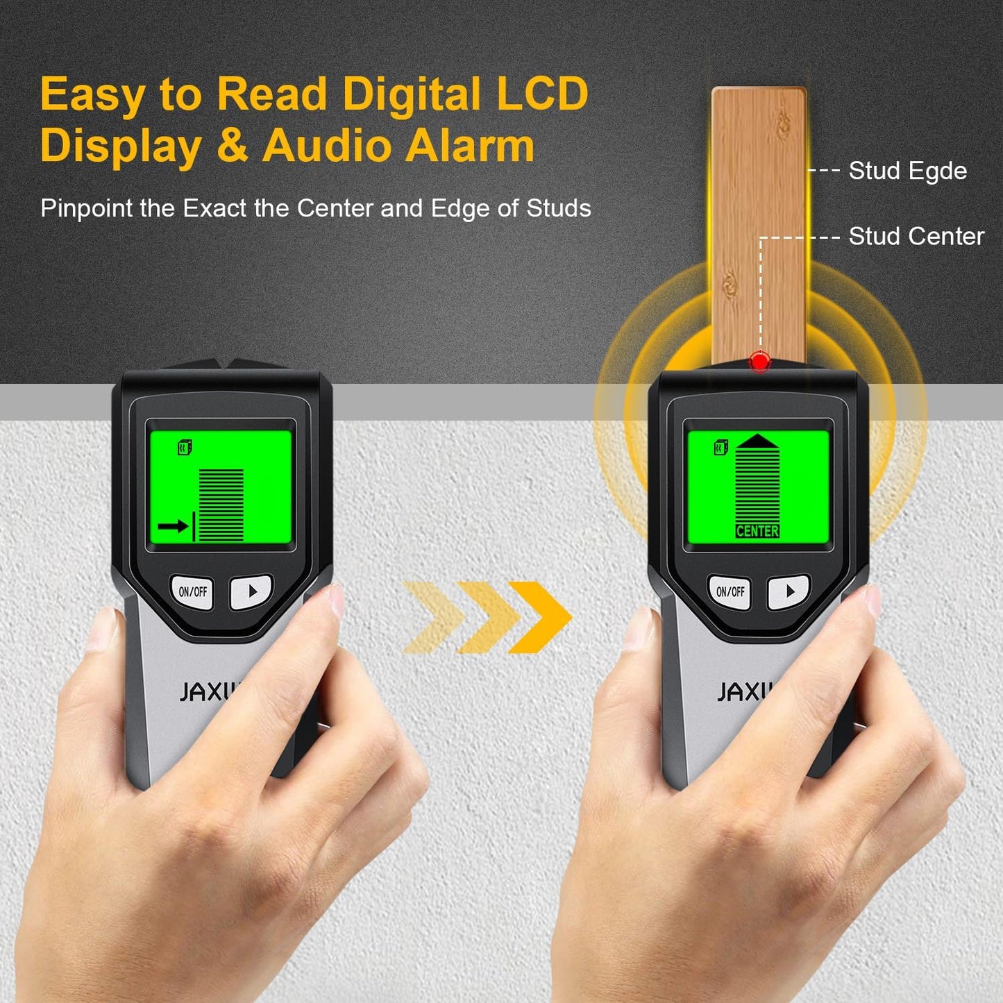 Stud Finder Wall Scanner - 5 in 1 Stud Finder Tool w/Smart Chip and HD LCD Display, Stud Detector Beam Finders for the Center and Edge of Wood AC Wire Metal Studs Joist Pipe (?Silver Plate)