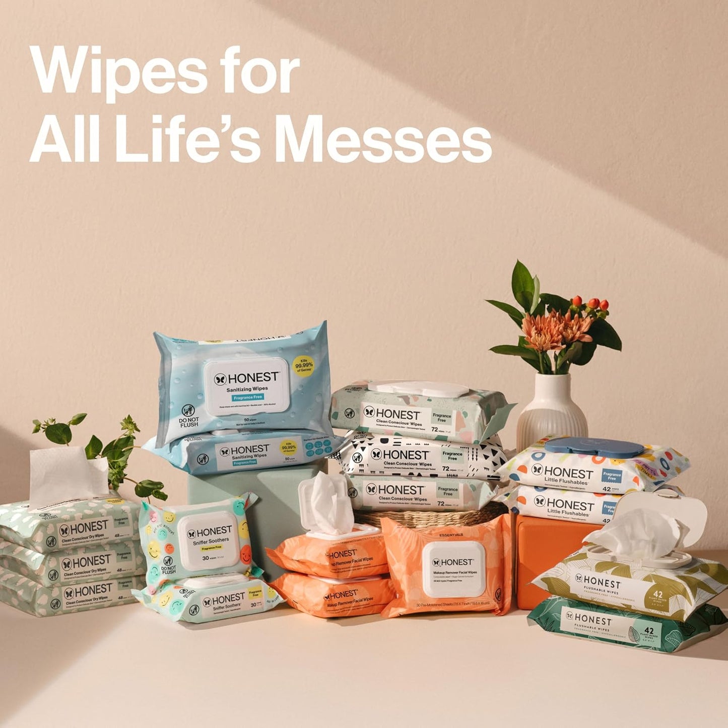 The Honest Company Baby Wipes for Sensitive Skin, Hypoallergenic, Fragrance-Free, Multi-Use, Pattern Play Design, 720 Count (8 Packs of 90)
