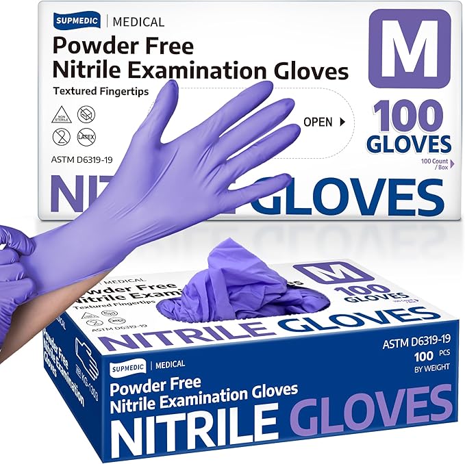 Supmedic Medical Soft Max?Nitrile Disposable Gloves, 100 Ct Latex-Free Powder-Free Food Safe Cooking Cleaning Lab Exam Glove