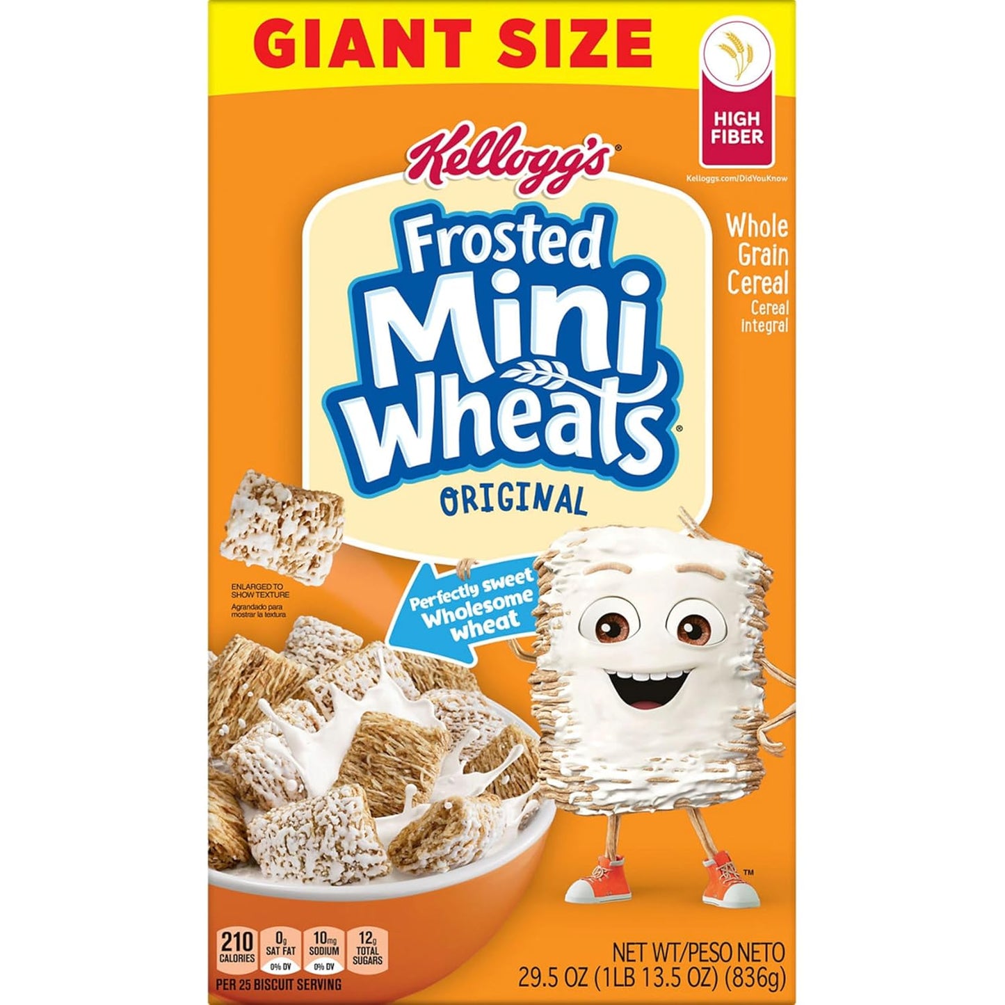 Kellogg? Frosted Mini-Wheats Breakfast Cereal, High Fiber, 48g Whole Grain, Giant Size, 29.5 oz