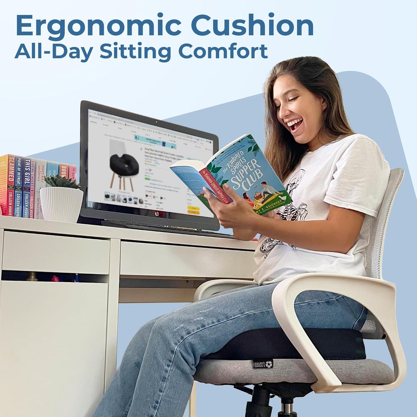 5 STARS UNITED Donut Pillow Hemorrhoid Tailbone Cushion ?Large Cushion for Pain Relief ?Coccyx, Prostate, Sciatica, Pelvic Floor, Pressure Sores, Pregnancy, Postpartum Recovery, Black