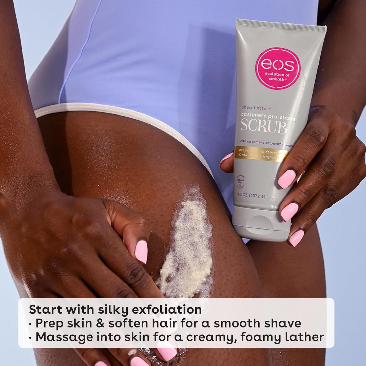eos Cashmere Skin Collection Pre-Shave Scrub- Vanilla Cashmere, Exfoliating Body Scrub, Vanilla Body Scrub, Hydrating, Shea Sugar, 7 fl oz