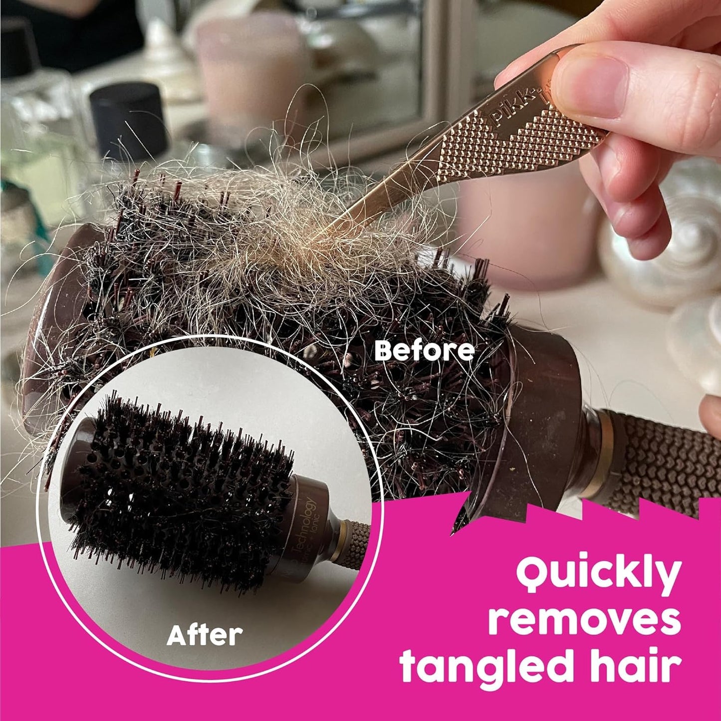 Pikk-it Vacuum Hair Brush Cleaner Tool ?Removes Tangled Hair from Vacuums & Hairbrushes | Pet & Human Hair Removal Comb Rake | Improves Vacuum Cleaning Power (Single/Twin Pack) (1)