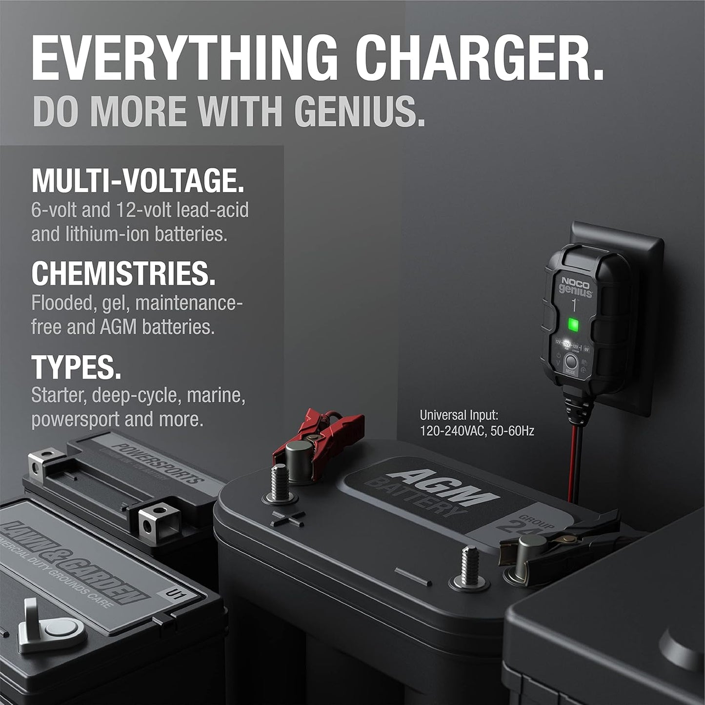 NOCO GENIUS1: 1A 6V/12V Smart Battery Charger ?Automatic Maintainer, Trickle Charger & Desulfator with Overcharge Protection & Temperature Compensation ?for Lead-Acid & Lithium Batteries