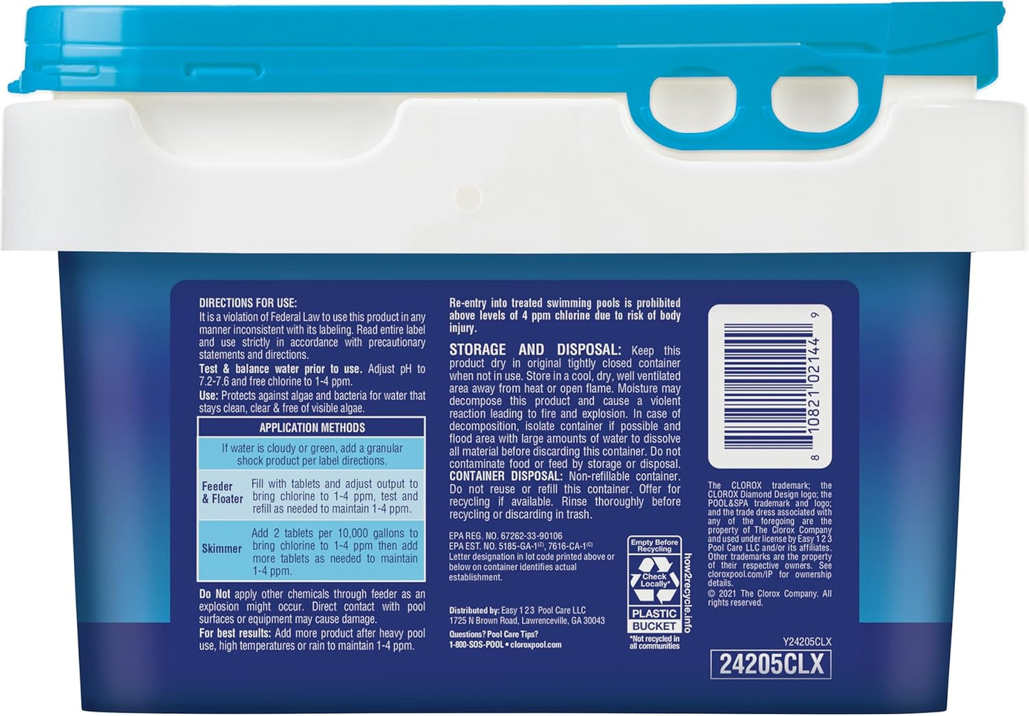 Clorox Pool&Spa XTRABLUE 3?Chlorinating Tablets, Individually Wrapped, Kills Bacteria & Stops Algae (5 LB)
