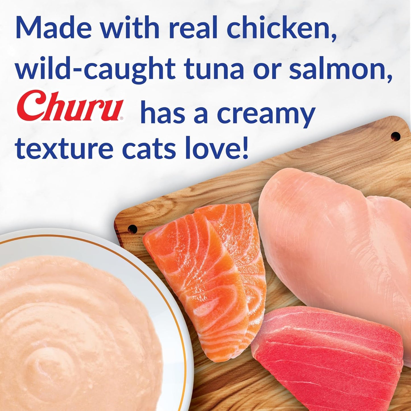 INABA Churu Cat Treats, Grain-Free, Lickable, Squeezable Creamy Pur? Cat Treat/Topper with Vitamin E & Taurine, 0.5 Ounces Each Tube, 50 Tubes, Tuna & Chicken Variety