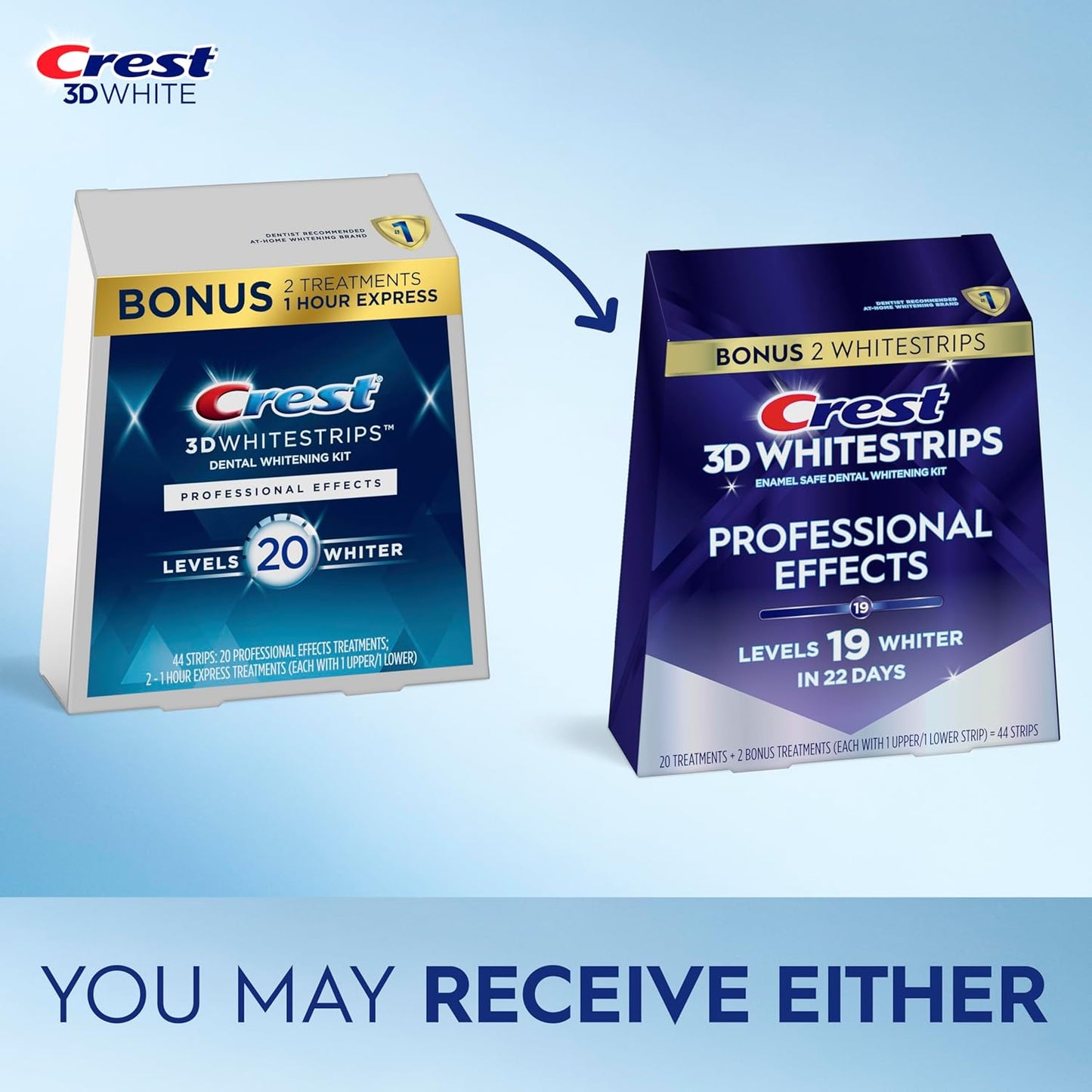 Crest 3D Whitestrips Professional Effects ?Teeth Whitening Kit, 22 Treatments (20 + 2 Bonus), Each with 1 Upper/1Lower, 44 Strips ?Crest 3DWhite Teeth Whitening Strips