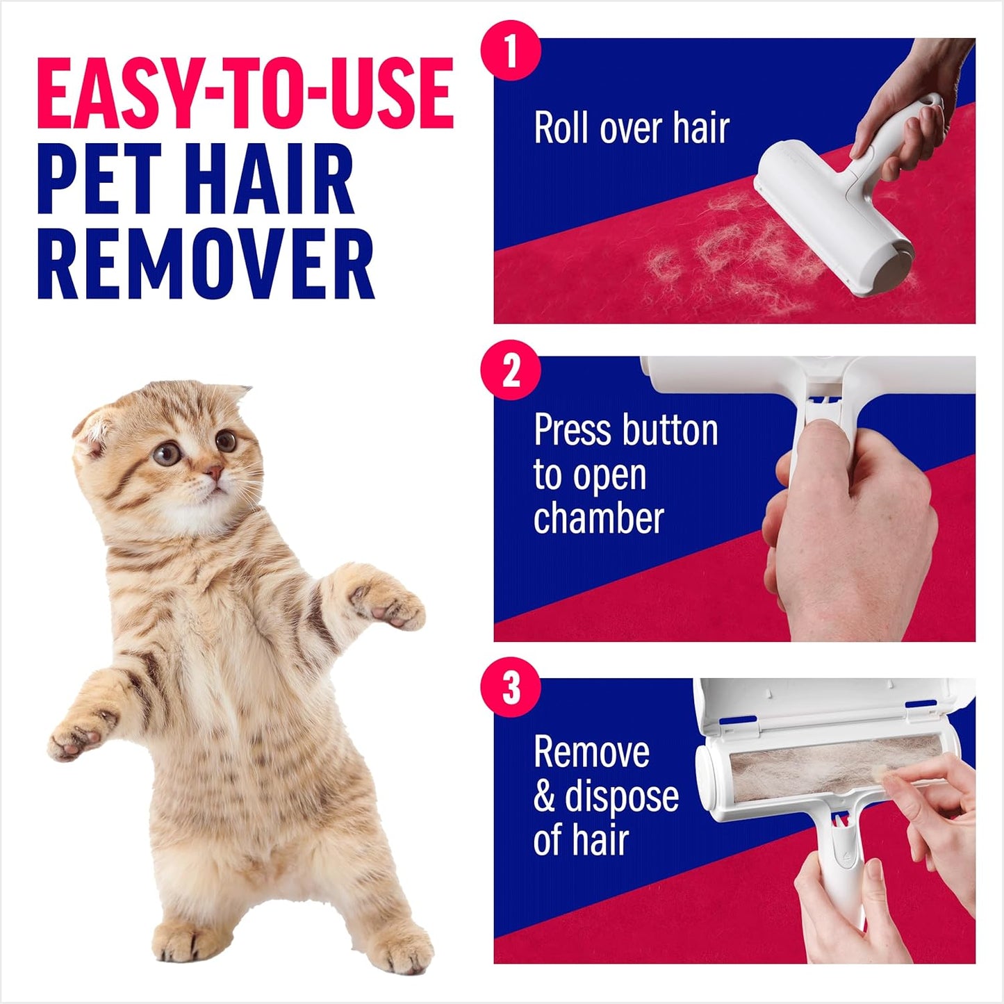 ChomChom Roller Pet Hair Remover ?Original Size Reusable Lint Roller for Cat & Dog Hair on Furniture, Couch, Carpet, Car, Rugs & Bedding ?Portable, Eco-Friendly (White)