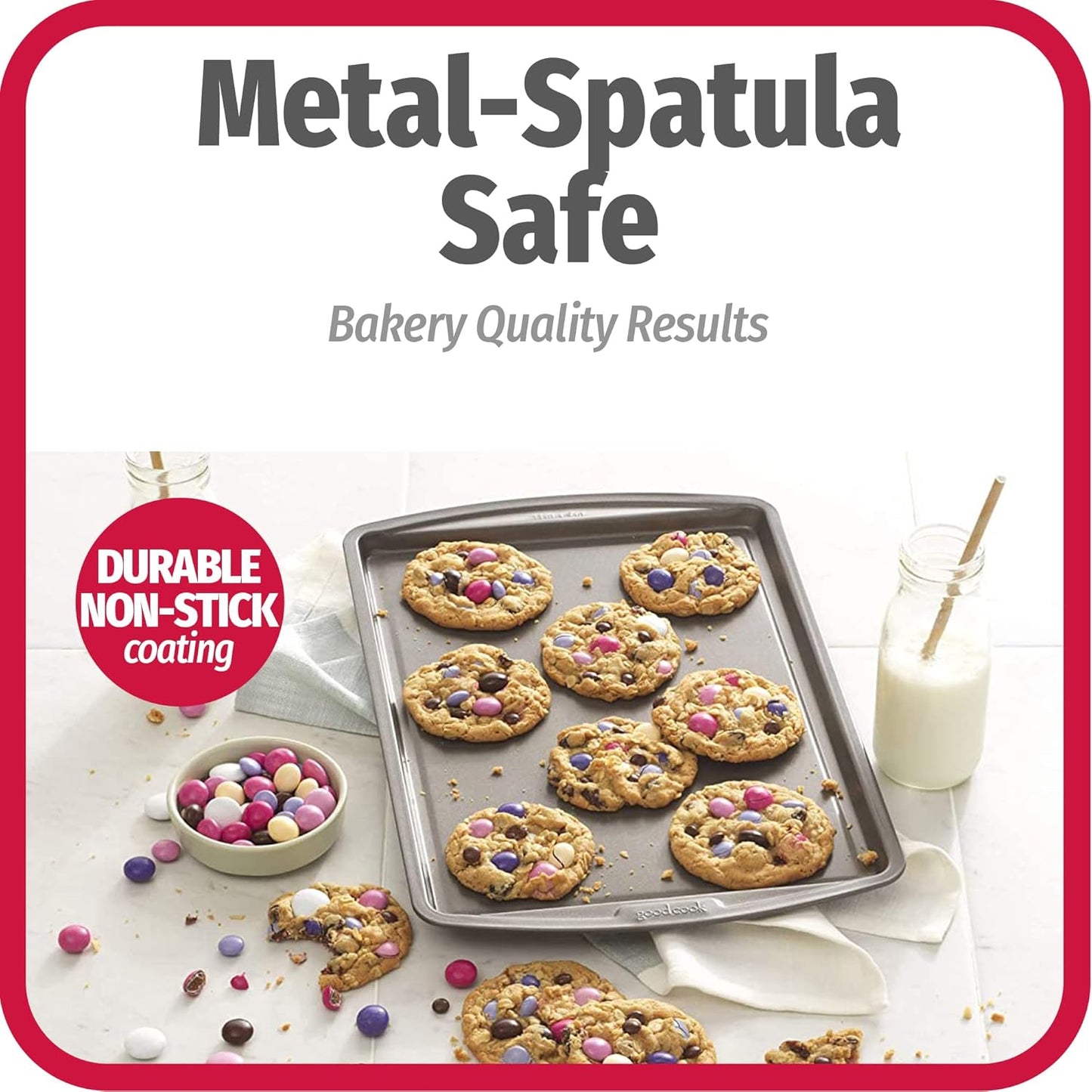 GoodCook Everyday Nonstick Carbon Steel 13?x 9?Baking Sheet Set, 3 Pack ?Standard-Sized Carbon Steel Cooking Pans, Bakeware Set, Cookie Sheets for Baking, Oven Pan Set