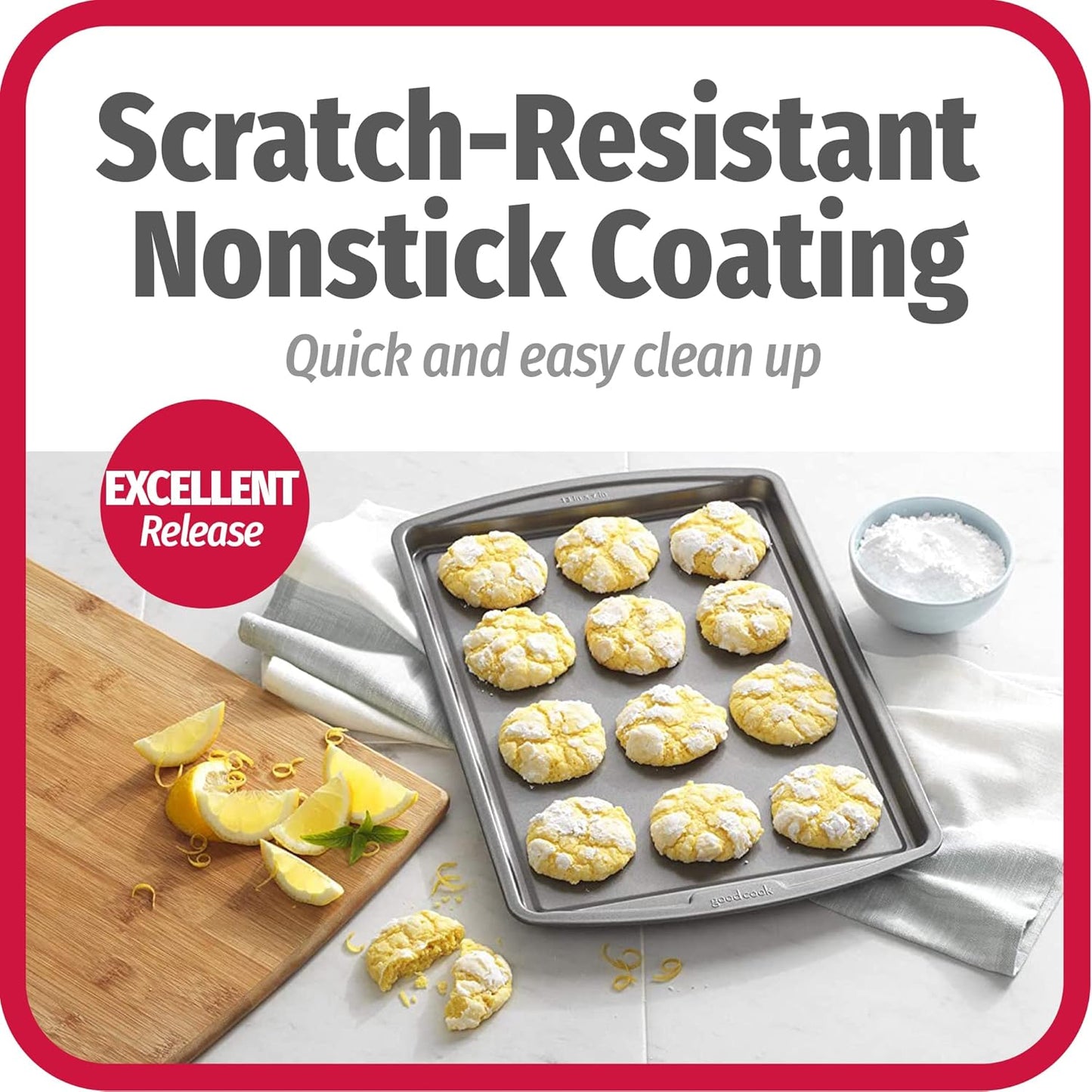 GoodCook Everyday Nonstick Carbon Steel 13?x 9?Baking Sheet Set, 3 Pack ?Standard-Sized Carbon Steel Cooking Pans, Bakeware Set, Cookie Sheets for Baking, Oven Pan Set