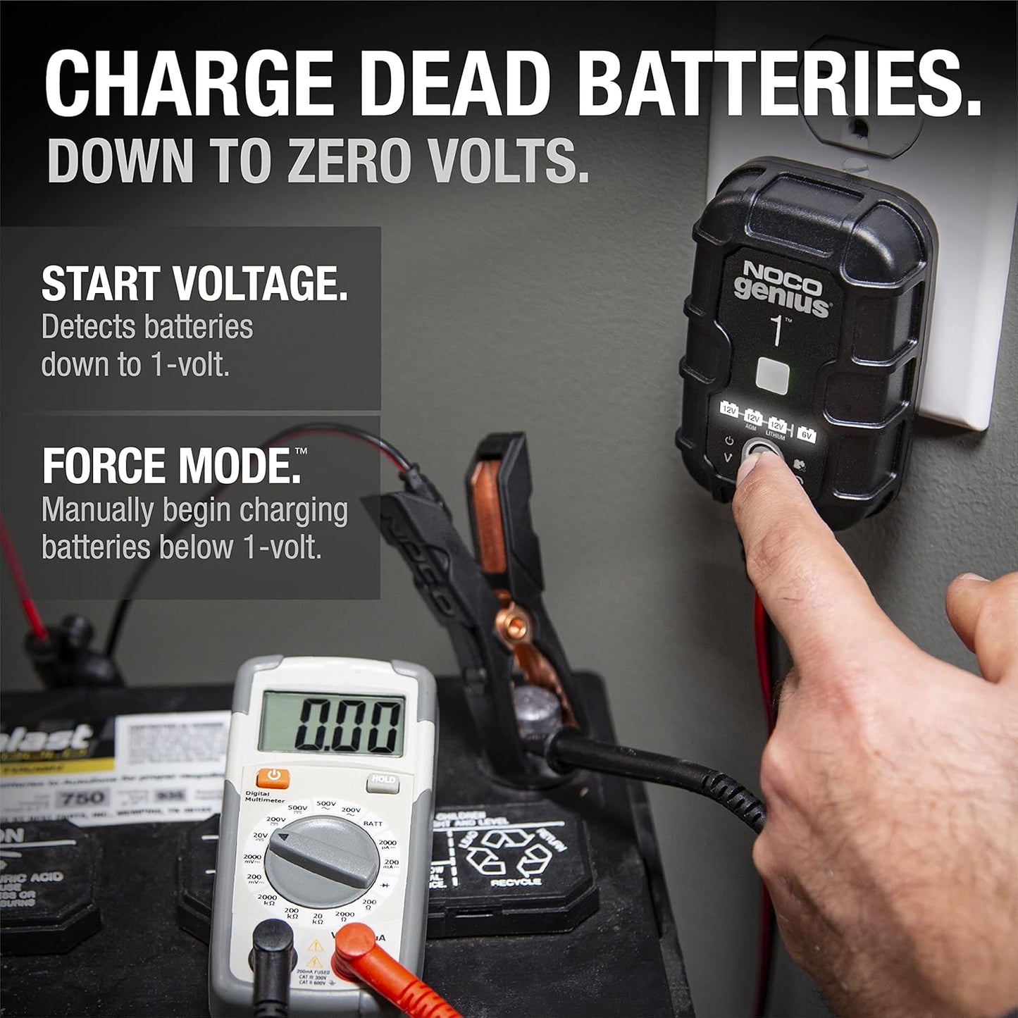 NOCO GENIUS1: 1A 6V/12V Smart Battery Charger ?Automatic Maintainer, Trickle Charger & Desulfator with Overcharge Protection & Temperature Compensation ?for Lead-Acid & Lithium Batteries