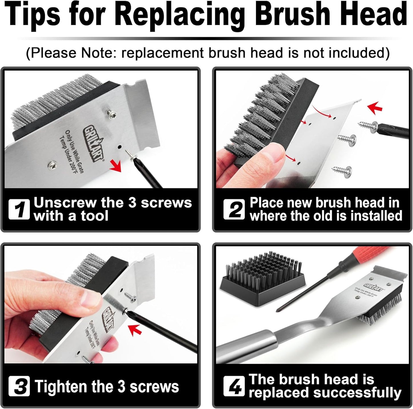 GRILLART Grill Brush and Scraper, Wire BBQ Grill Brush for Outdoor Grill, 16.5?Grill Cleaning Brush BBQ Grill Accessories, Safe Grill Cleaner Brush-Ideal Gift for Men/Dad BBQ Brush for Grill Cleaning