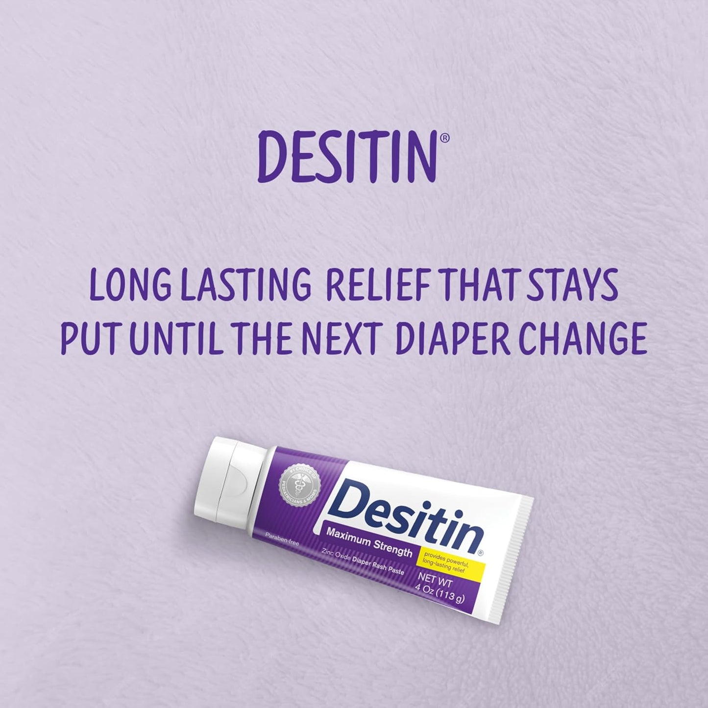 Desitin Maximum Strength Baby Diaper Rash Cream, 40% Zinc Oxide, Hypoallergenic No Added Parabens & Dyes, Protects & Relieves Baby? Skin for Up to 12 Hours, Prevents Diaper Rash, 4.8 oz Tube