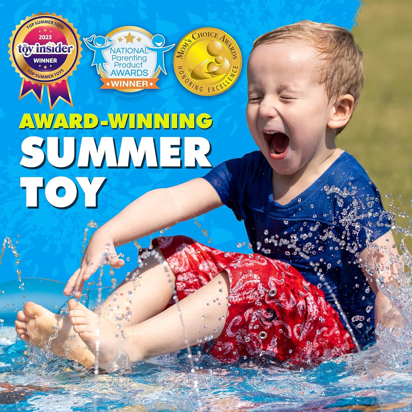 SplashEZ 3-in-1 Splash Pad, Sprinkler for Kids & Baby Pool for Learning ?Toddler Sprinkler Pool, 60? Outside Water Toys ??rom A to Z?Outdoor Play Mat for Babies & Toddlers