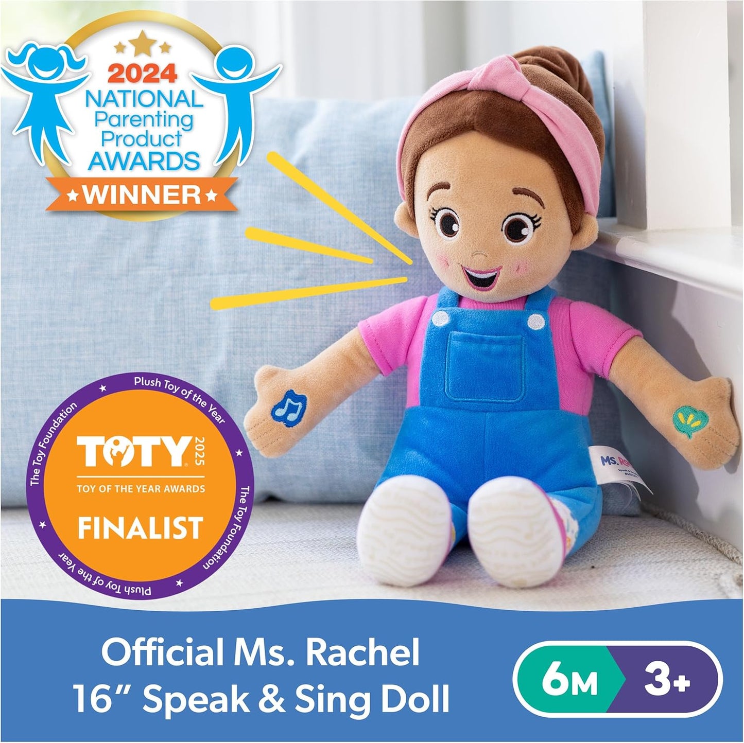 Ms. Rachel Official Speak & Sing Doll, 16?Tall Interactive Toy with 4 Songs & 16+ Phrases, Toddler Toys for Girls & Boys Ages 6 Months to 3+ Years.