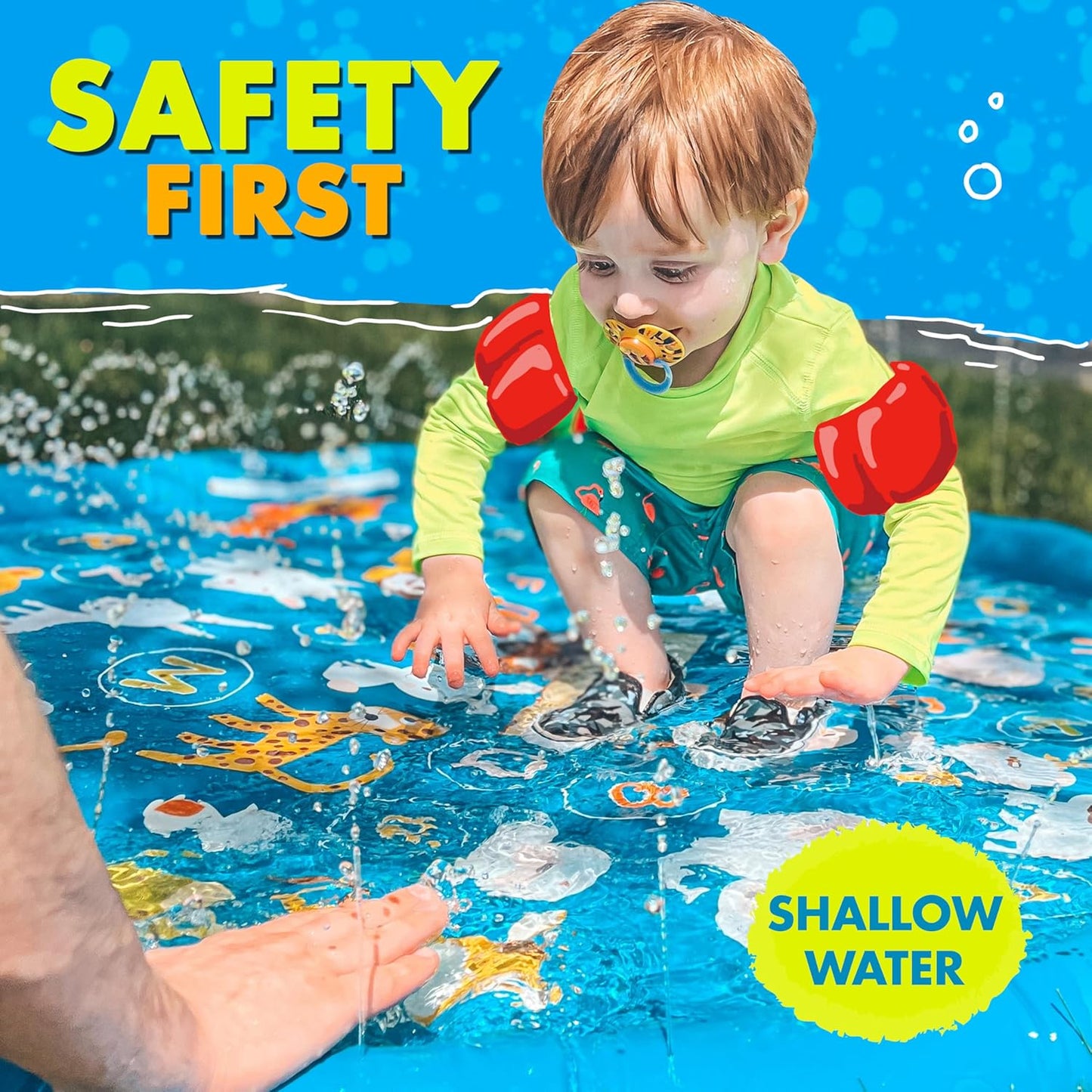 SplashEZ 3-in-1 Splash Pad, Sprinkler for Kids & Baby Pool for Learning ?Toddler Sprinkler Pool, 60? Outside Water Toys ??rom A to Z?Outdoor Play Mat for Babies & Toddlers
