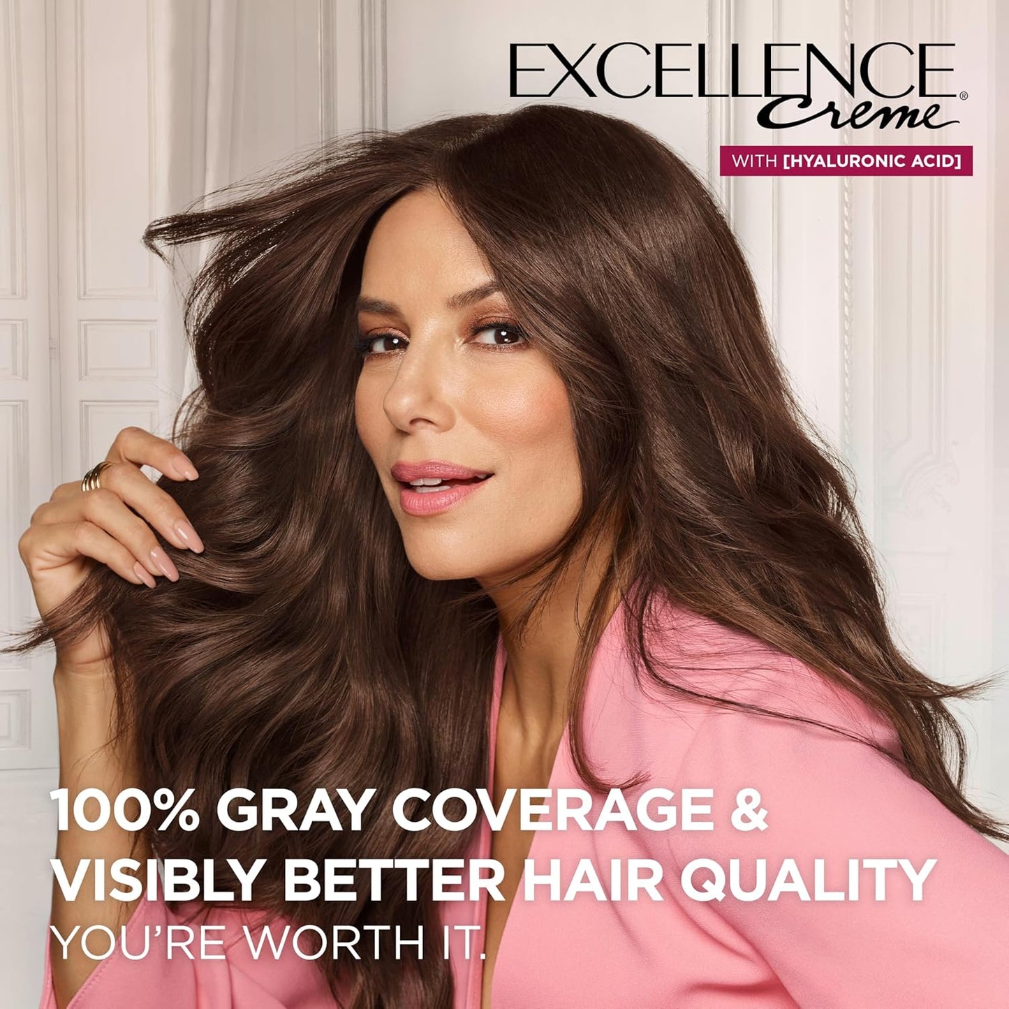 L'Oreal Paris Excellence Cr?e Permanent Hair Dye, Triple Care Hair Color with Hyaluronic Acid for 100% Gray Coverage, 4 Dark Brown, 1 Kit (Packaging May Vary)