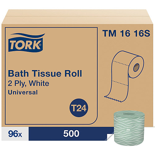 Tork Standard Toilet Paper, 2-Ply, 500 Sheets, 96 Rolls